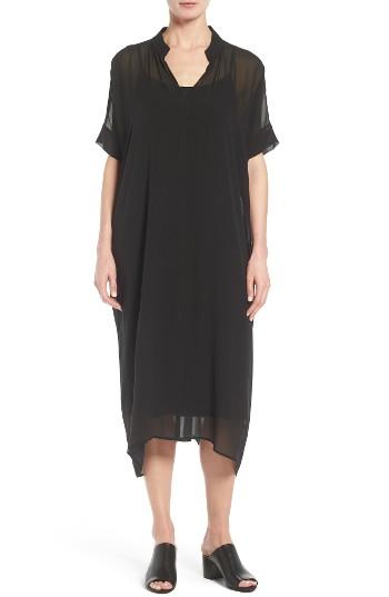 Women's Eileen Fisher Sheer Silk Georgette Shift Dress