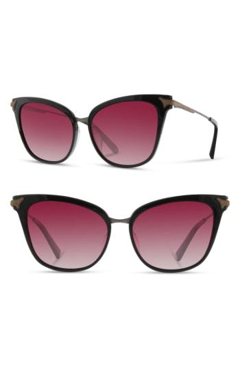 Women's Shwood Arlene 56mm Polarized Cat Eye Sunglasses - Black/ Gunmetal/ Rose Fade
