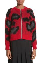 Women's Junya Watanabe Cheetah Print Zip Cardigan - Red