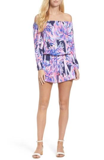 Women's Lilly Pulitzer Lana Off The Shoulder Romper - Blue
