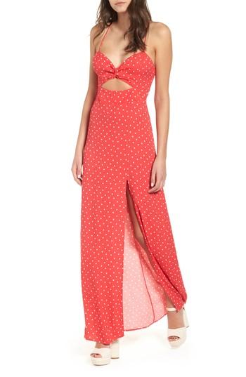 Women's Afrm Marie Twisted Knot Front Maxi Dress - Red