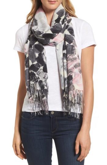 Women's Nordstrom Marine Mosaic Print Wool & Cashmere Scarf, Size - Black