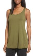 Women's Eileen Fisher Jersey Scoop Neck Long Tank, Size - Green