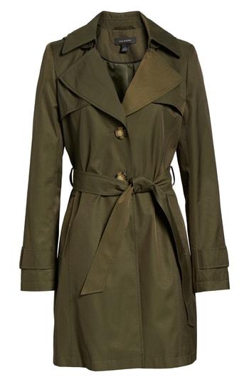 Women's Halogen Hooded Trench Coat, Size - Green