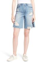 Women's Habitual Wylie High Rise Distressed Bermuda Denim Shorts - Blue