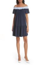 Women's Kate Spade New York Off The Shoulder Cotton Blend Dress, Size - Blue