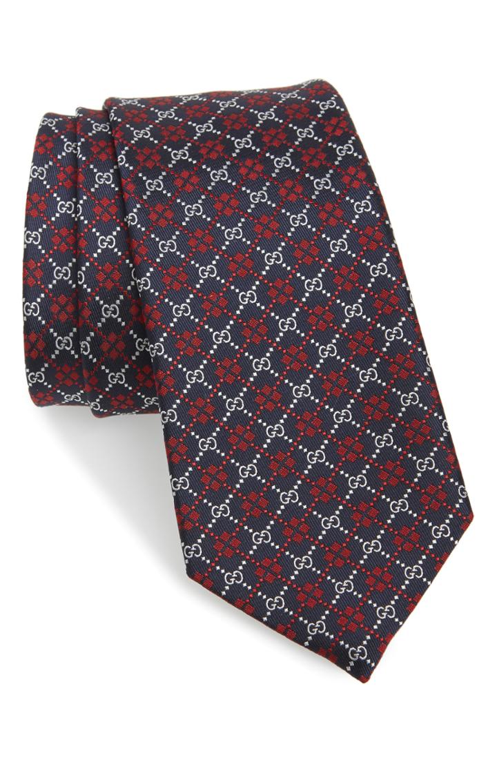 Men's Gucci Diamond Gg Silk Tie