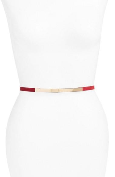 Women's Elise M. 'lohan' Metal Plate Elastic Belt, Size - Merlot