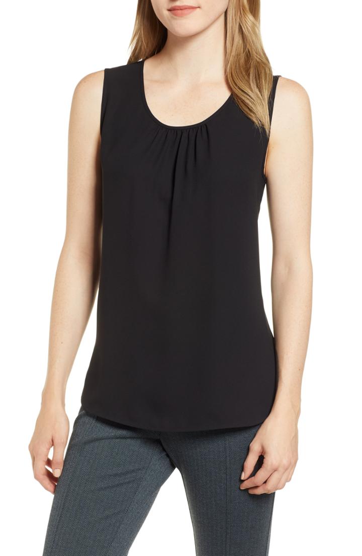 Women's Anne Klein Shirred Neck Tank - Black