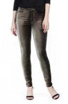 Women's Paige Hoxton Velvet Ankle Skinny Jeans - Green