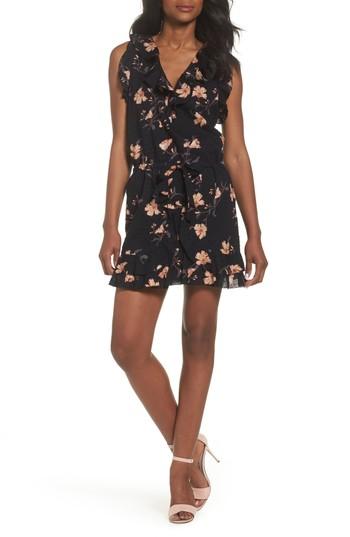 Women's Paige Denisa Floral Tie Cuff Minidress - Black