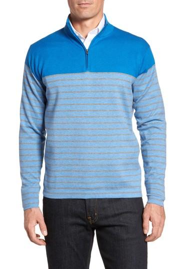 Men's Peter Millar Crown Comfort Quarter Zip Pullover, Size - Blue/green