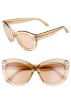 Women's Tom Ford Diane 56mm Butterfly Sunglasses - Transparent Champagne/ Brown