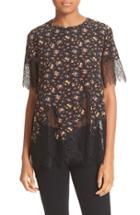 Women's Mcq Alexander Mcqueen Floral Print Lace Tee