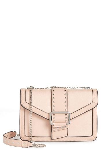 Topshop Seema Studded Faux Leather Shoulder Bag - Beige