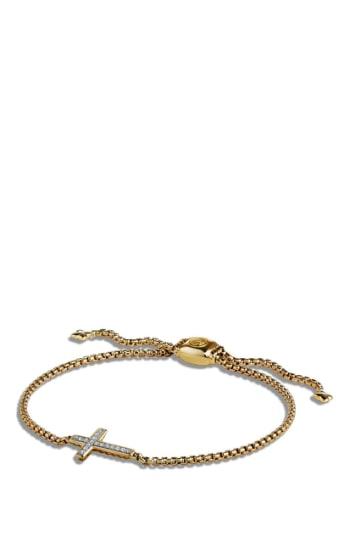 Women's David Yurman 'petite Pave' Cross Bracelet With Diamonds In 18k Gold