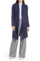 Women's Halogen Long Ribbed Cashmere Cardigan /small - Blue