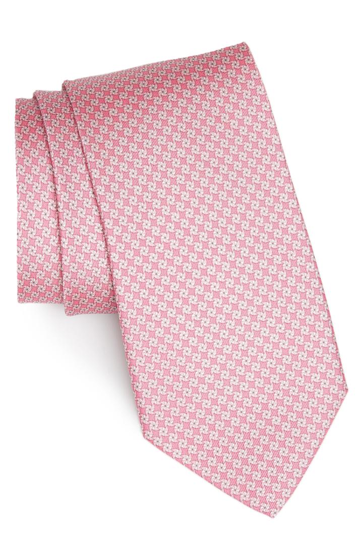 Men's Salvatore Ferragamo Girella Print Silk Tie, Size - Pink