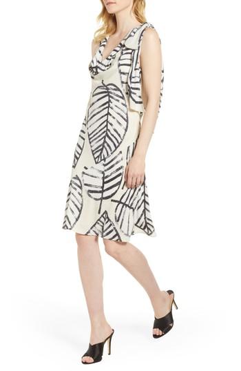 Women's Nic+zoe Etched Leaves Tie Dress - Beige