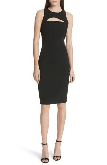 Women's Milly Luna Cutout Detail Crepe Sheath Dress - Black