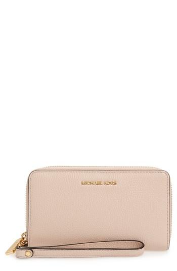 Women's Michael Michael Kors Mercer Large Leather Tech Wristlet - Pink