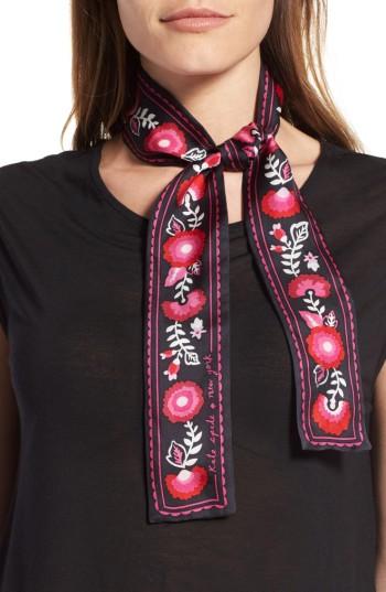 Women's Kate Spade New York Guitar Strap Skinny Silk Scarf, Size - Black