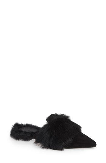 Women's Rebecca Minkoff Rafferty Genuine Rabbit Fur Mule .5 M - Black