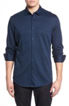 Men's Stone Rose Slim Fit Diamond Jacquard Knit Sport Shirt, Size - Blue