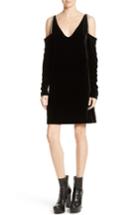 Women's Mcq Alexander Mcqueen Diam Velvet Cold Shoulder Dress Us / 34 It - Black