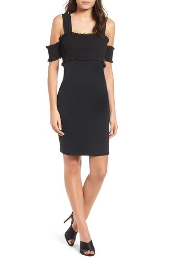 Women's Lost Ink Smocked Body-con Dress, Size - Black