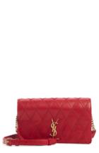 Saint Laurent Angie Quilted Lambskin Leather Crossbody Bag - Red