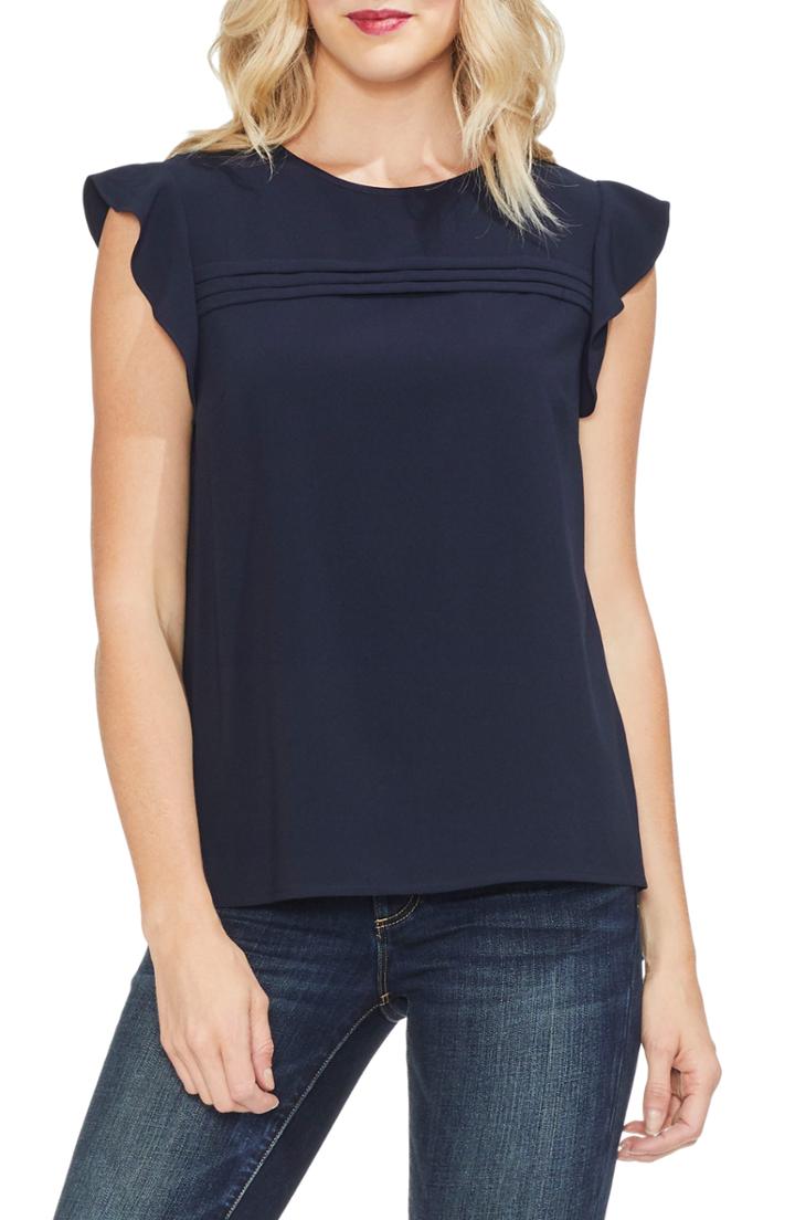Women's Vince Camuto Flutter Sleeve Crepe Top - Blue