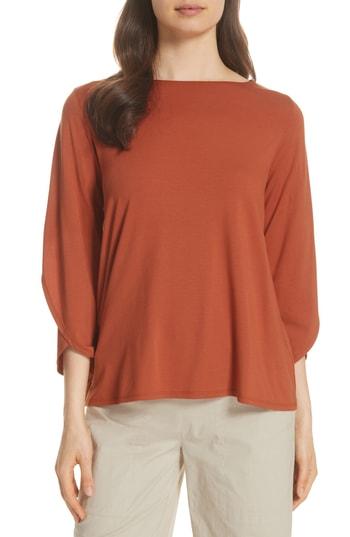 Women's Eileen Fisher Asymmetrical Sleeve Top, Size - Orange
