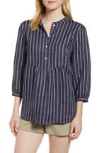 Women's Nordstrom Signature Stripe Linen Shirt - Blue