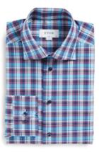 Men's Eton Slim Fit Check Dress Shirt - - Blue