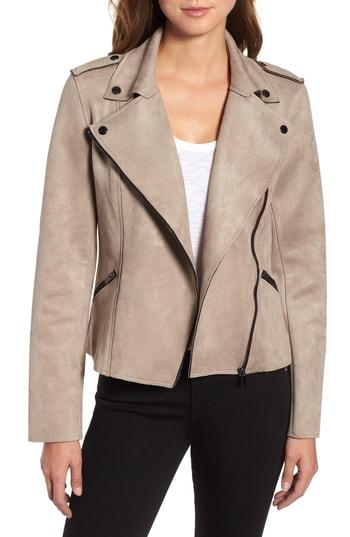 Women's Kut From The Kloth Haddie Faux Suede Moto Jacket - Beige
