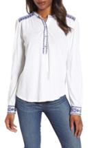 Women's Lucky Brand Embroidered Henley - White