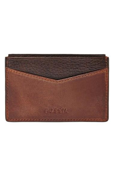 Fossil 'quinn' Leather Card Case - Brown
