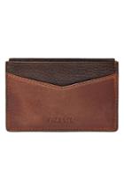 Fossil 'quinn' Leather Card Case - Brown
