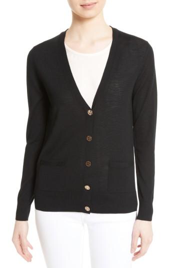 Women's Tory Burch Madeline Merino Wool Cardigan - Black