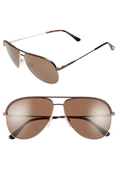 Women's Tom Ford 'erin' 61mm Aviator Sunglasses - Dark Brown/ Other/ Roviex