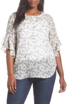 Women's Vince Camuto Ditsy Roses Henley Top - White