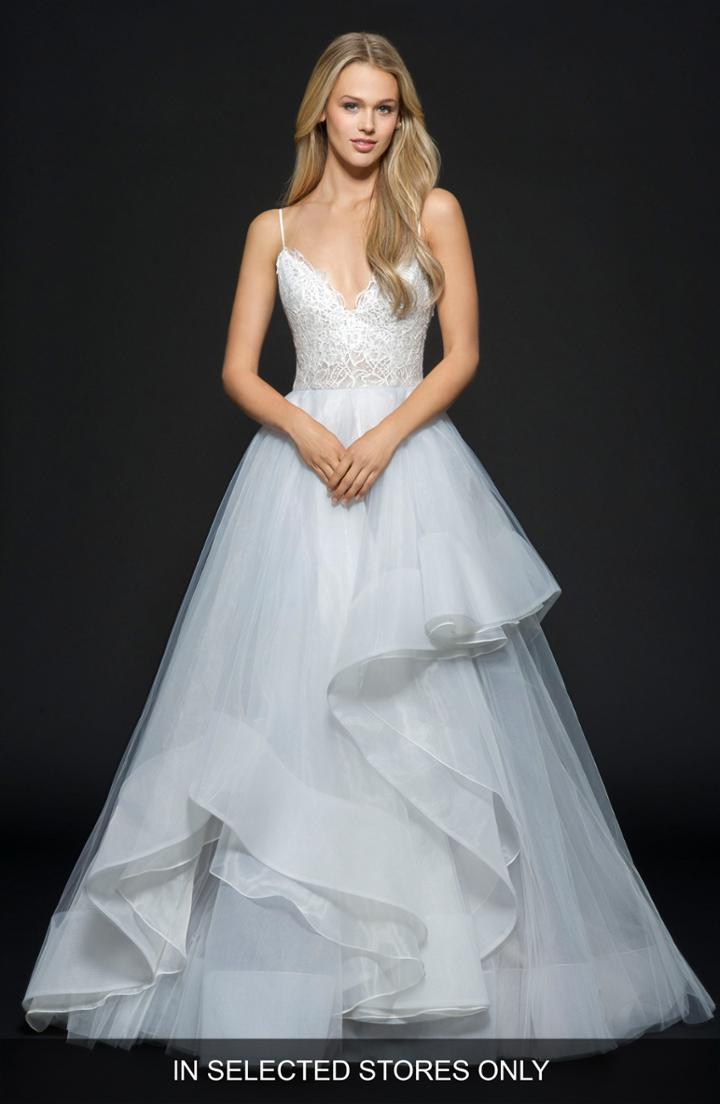 Women's Hayley Paige Bijou Tulle & Organza Ballgown, Size - Blue