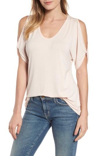 Women's Caslon Off-duty Twist Detail Cold Shoulder Top - Pink