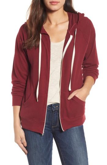 Women's Caslon Zip Front Hoodie, Size - Burgundy