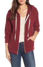 Women's Caslon Zip Front Hoodie, Size - Burgundy