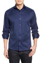 Men's Stone Rose Textured Sport Shirt, Size - Blue