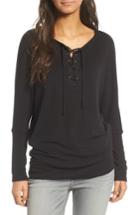 Women's Cupcakes And Cashmere Danton Lace-up Sweatshirt, Size - Black