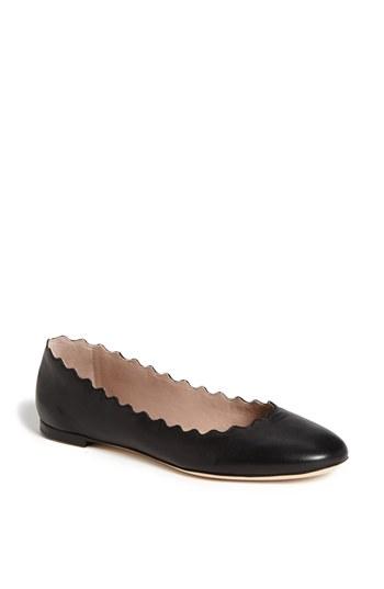 Women's Chloe 'lauren' Scalloped Ballet Flat Us / 41eu - Black