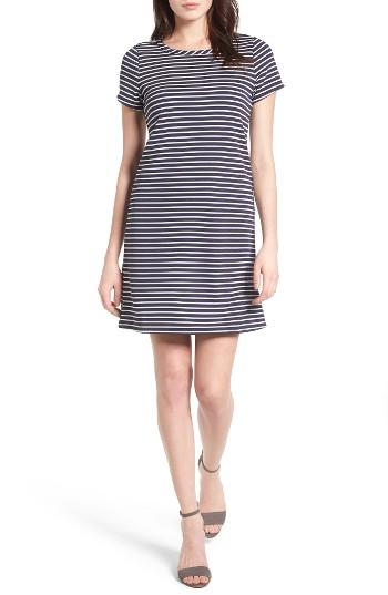 Petite Women's Loveappella Stripe Ottoman Shift Dress - Blue